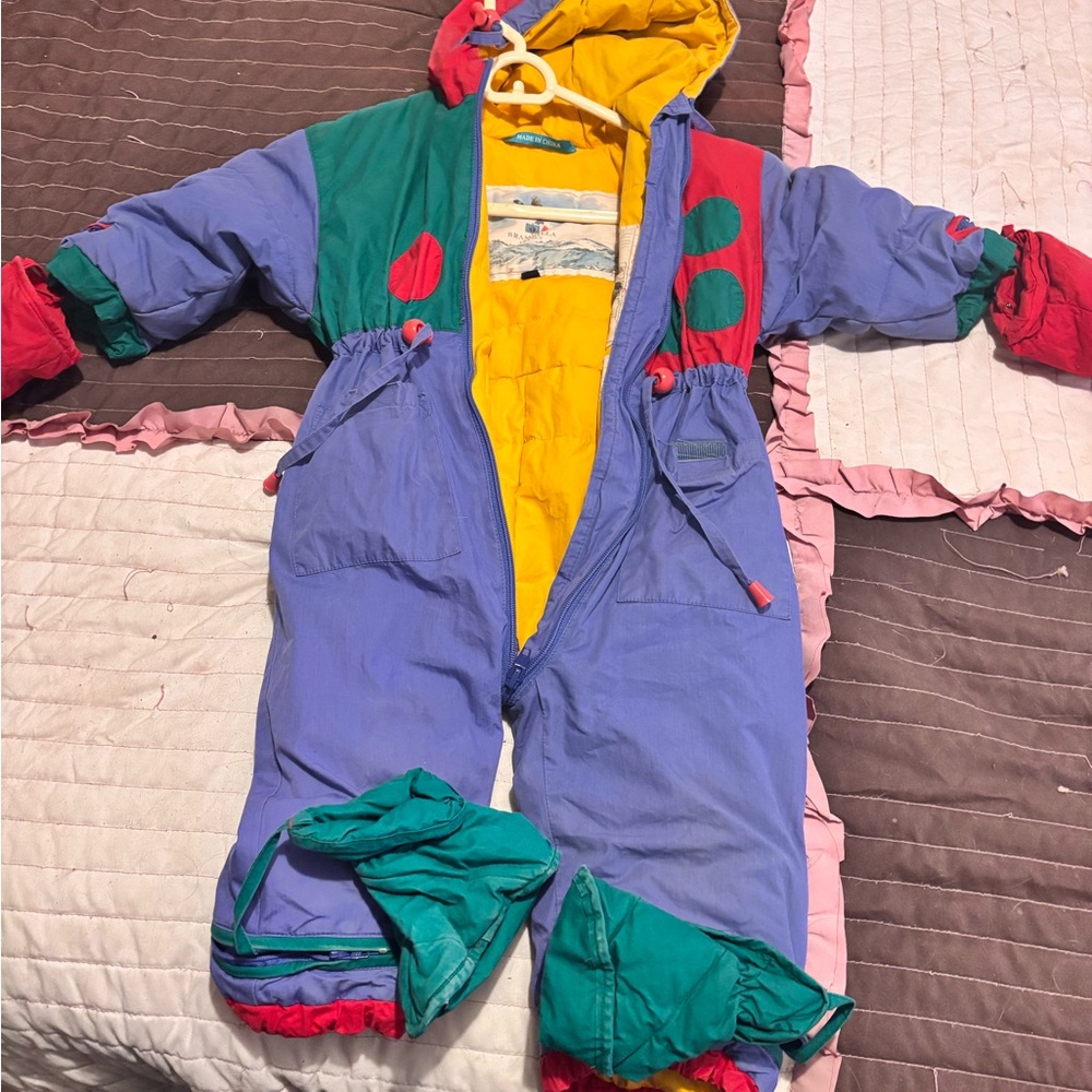 Vintage Colorful Kids One Piece snowsuit